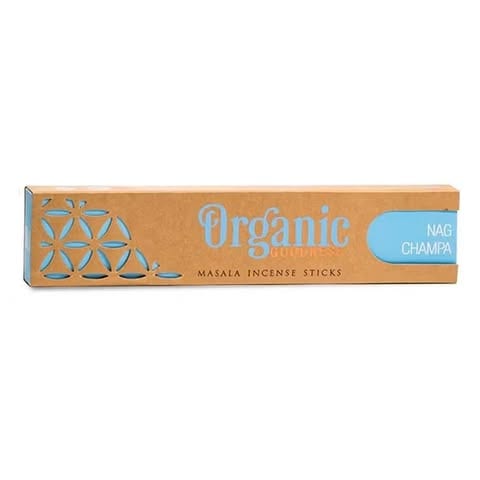 Förpackning med Organic Goodness masala-rökelse, doft Frankincense.